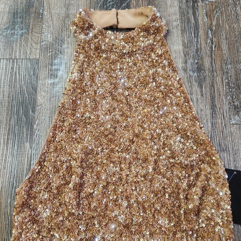 Retrofete Olivia Halter Sequin Mini Dress in Nude Halle Size XL NWOT Open Back - Picture 4 of 13